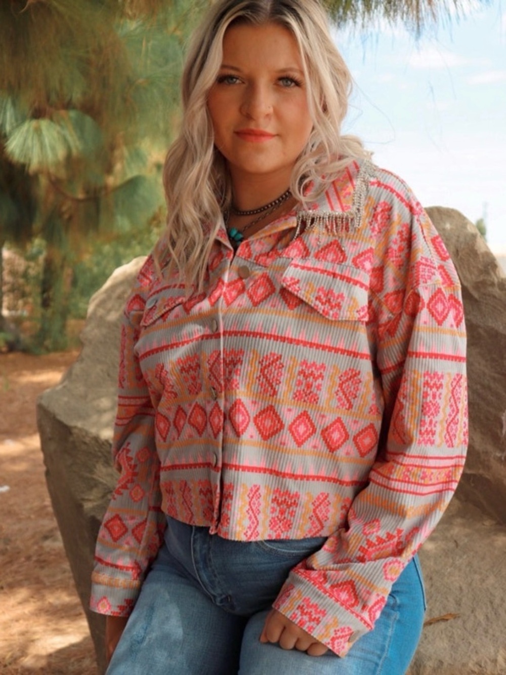 Savanna Jane Jacket With Rhinestone Tassel Collar